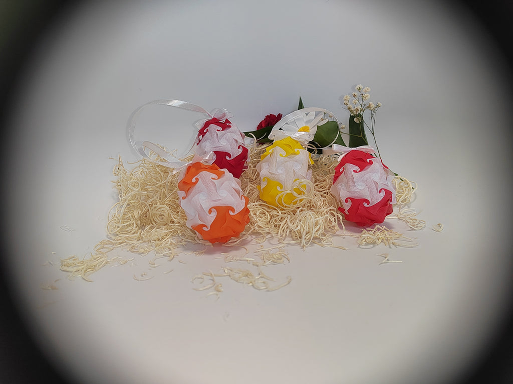 Dekorační závěsné Velikonoční vajíčko stuha s mašlí pruh – ruční výroba