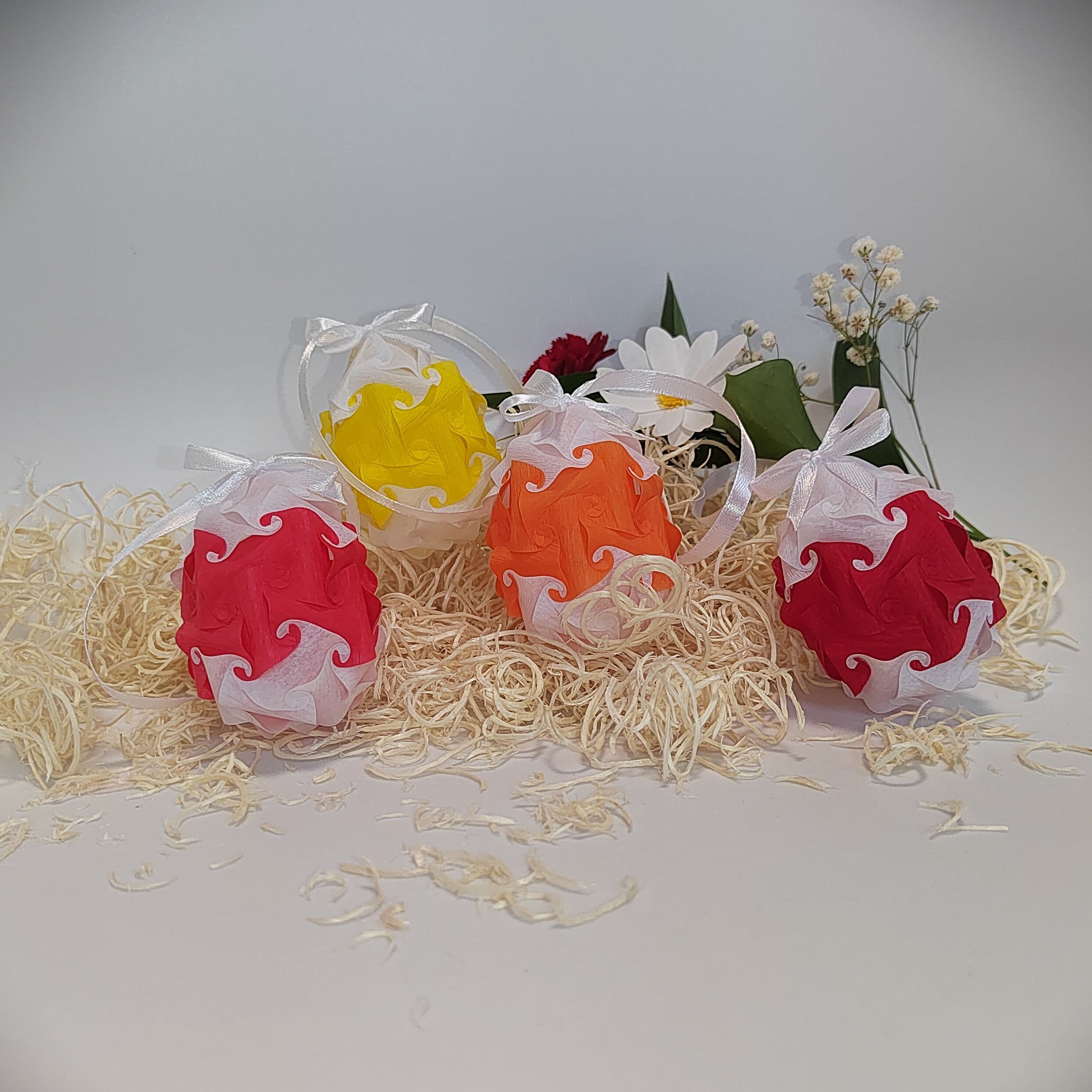 Dekorační závěsné Velikonoční vajíčko stuha s mašlí pruh – ruční výroba