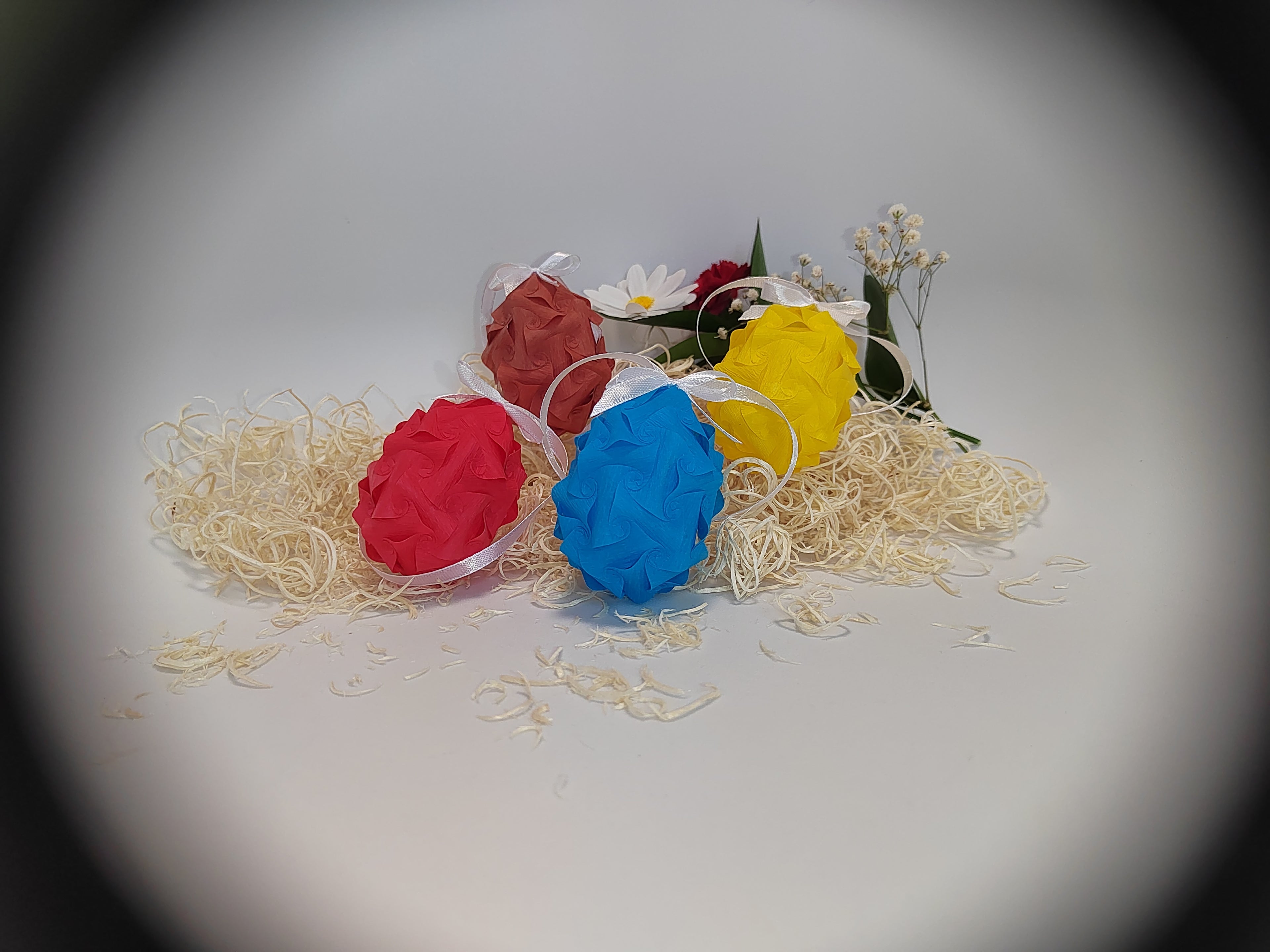 Dekorační závěsné Velikonoční vajíčko stuha s mašlí – ruční výroba