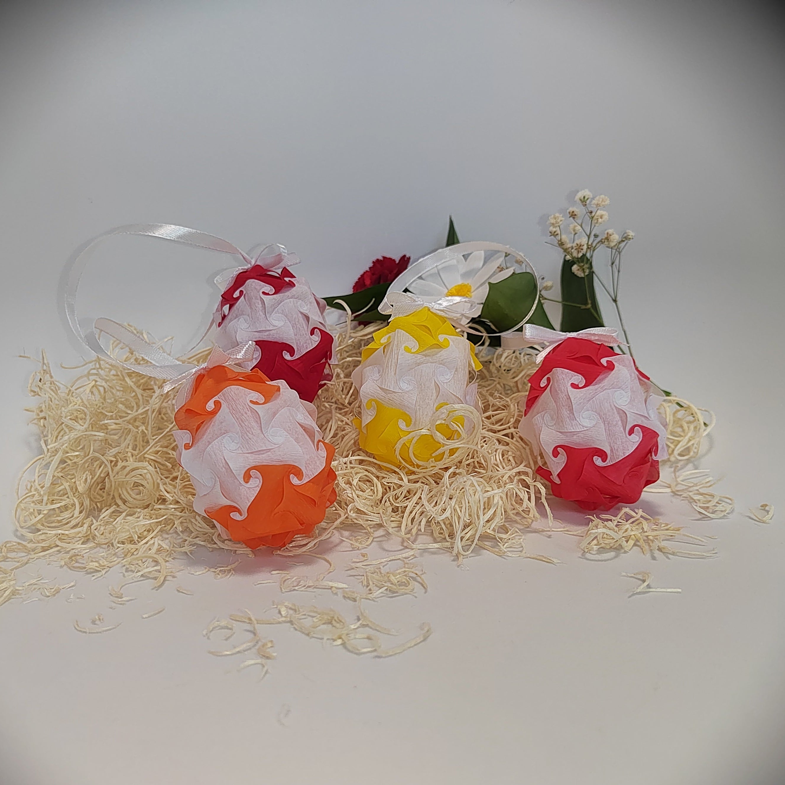 Dekorační závěsné Velikonoční vajíčko stuha s mašlí pruh – ruční výroba